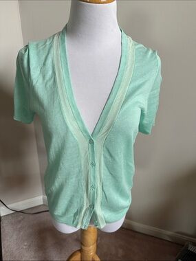 J. Crew Mint Green Short Sleeve Button-Front Top